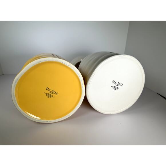 Rae Dunn Bee Sweet (Yellow) & Bee Kind (White) Coil Storage Jars w/Bee Lids NWOT - Picture 9 of 13